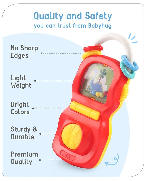Babyhug Phone Shape Baby Rattle- Red