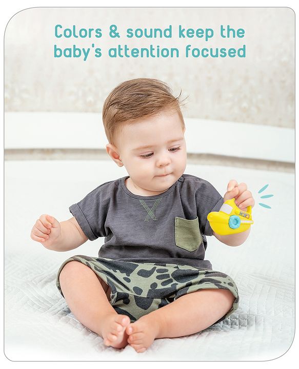 Babyhug Speed Boat Shaped Baby Rattle - Yellow | Fun, Lightweight ...