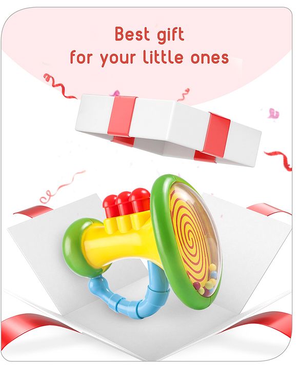 Babyhug Trumpet Shape Baby Rattle - Yellow & Green