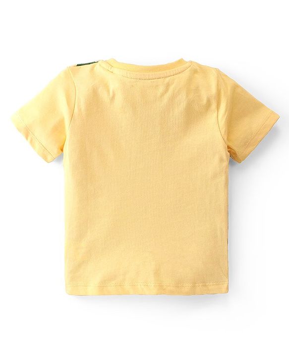 Babyhug Cotton Knit Half Sleeves  T-Shirt Monkey  Graphics- Yellow
