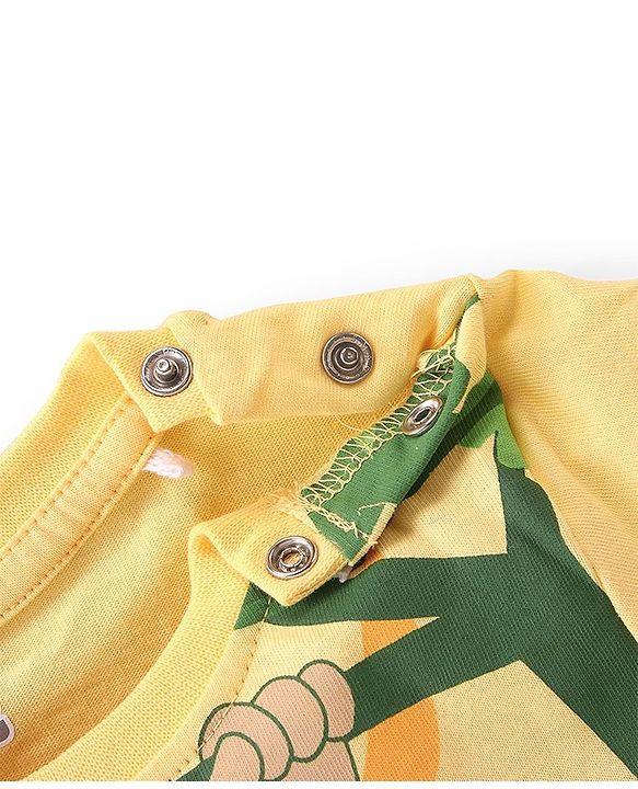 Babyhug Cotton Knit Half Sleeves  T-Shirt Monkey  Graphics- Yellow
