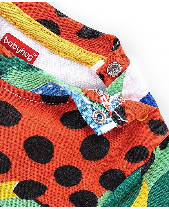Babyhug Cotton Half Sleeves T-Shirt With Abstract Print - Multicolor