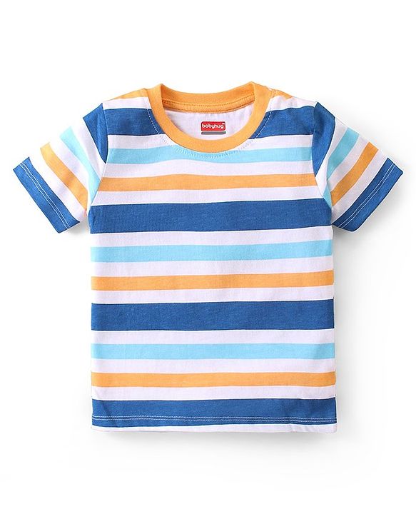 Babyhug Cotton Knit Half Sleeves  T-Shirts Striped & Text Graphics Pack of 3 - Multicolour