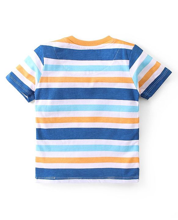 Babyhug Cotton Knit Half Sleeves  T-Shirts Striped & Text Graphics Pack of 3 - Multicolour