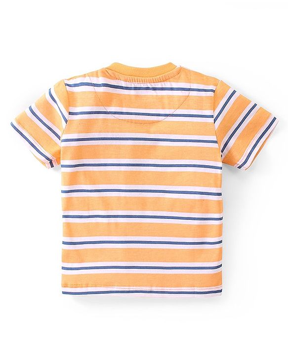 Babyhug Cotton Knit Half Sleeves  T-Shirts Striped & Text Graphics Pack of 3 - Multicolour
