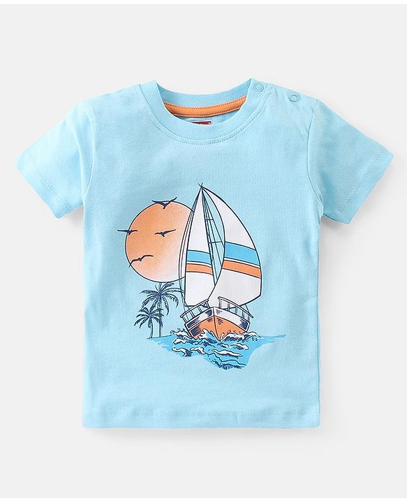 Babyhug Cotton Knit Half Sleeves T-Shirts Boat  Tree & Lighthouse Graphics Pack of 3 - Multicolour