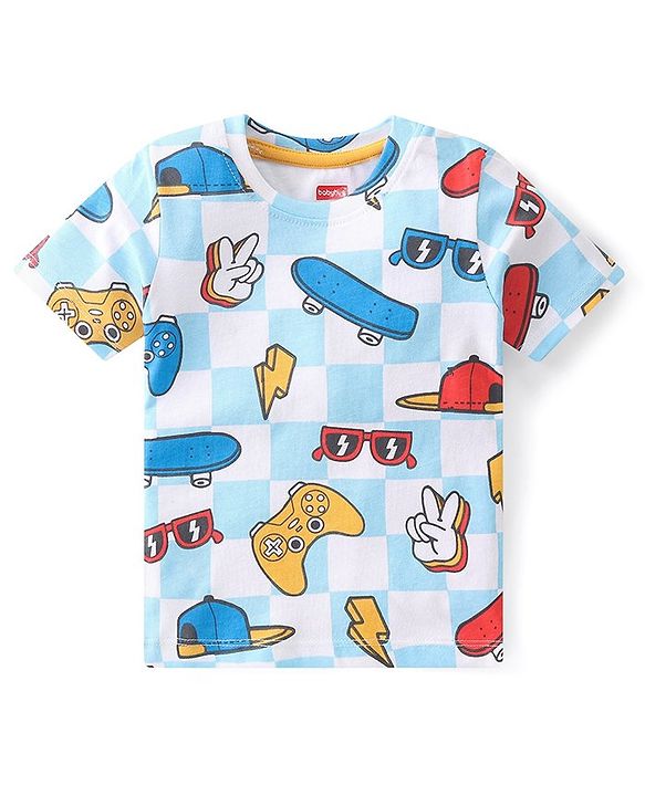 Babyhug Cotton Knit Half Sleeves T-Shirt Stripes & Tiger Graphics Pack of 3 - Multicolour