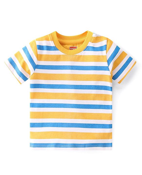 Babyhug Cotton Knit Half Sleeves T-Shirt Stripes & Tiger Graphics Pack of 3 - Multicolour