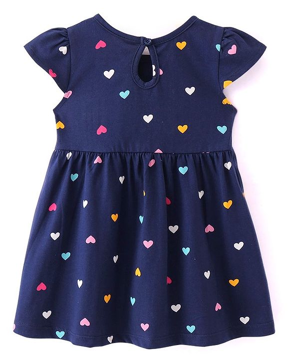 Babyhug Single Jersey Knit Half Sleeves Frocks with Floral Print Bow Applique Pack of 2 - Multicolour