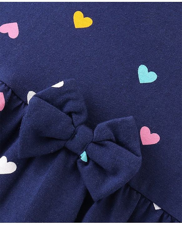 Babyhug Single Jersey Knit Half Sleeves Frocks with Floral Print Bow Applique Pack of 2 - Multicolour