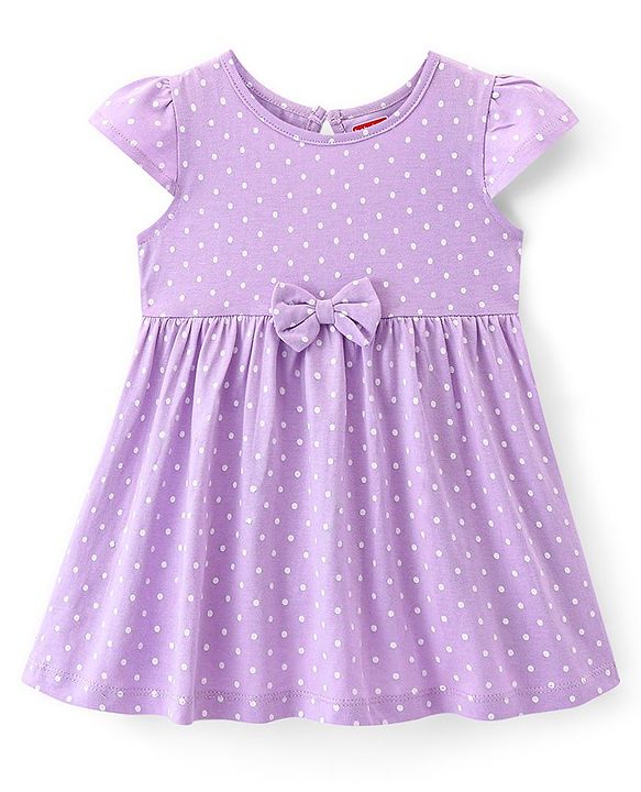 Babyhug Cotton  Knit Half Sleeves Frock with Polka Dot Print Pack of 2 - Multicolor