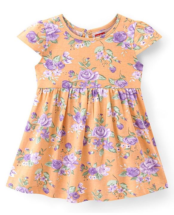 Babyhug Cotton  Knit Half Sleeves Frock with Polka Dot Print Pack of 2 - Multicolor
