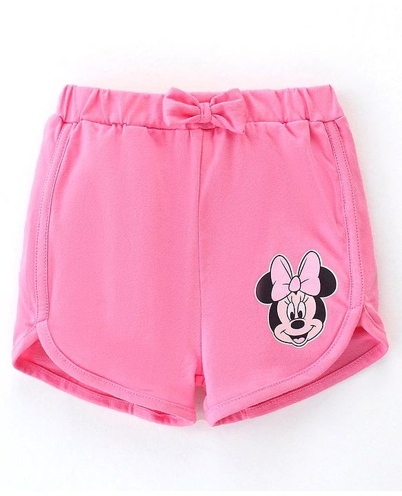 Babyhug Disney Cotton Knit Single Jersey Sleeveless T-Shirt & Shorts with Minnie Mouse Family Print - Navy Blue & Pink