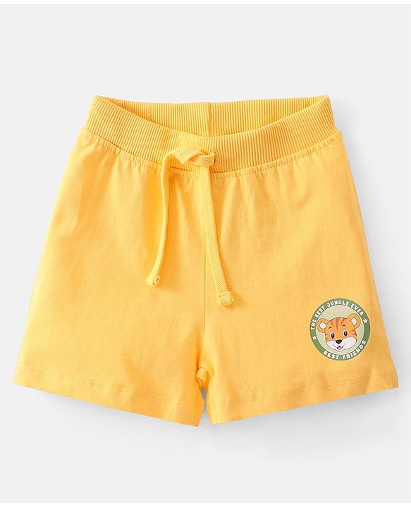Babyhug Cotton Looper Knit Mid Thigh Shorts With Animal Print Pack of 2 - Multicolour