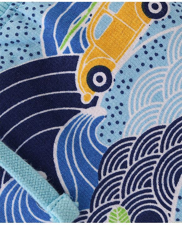 Babyhug Cotton Looper Knit Mid Thigh Length Shorts Scenery Print - Blue