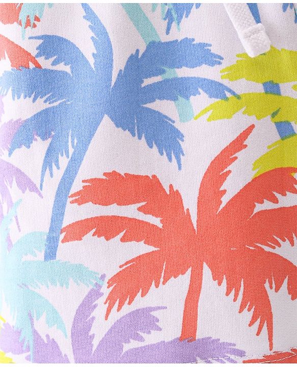 Babyhug Cotton Looper Knit Mid Thigh Length Shorts Palm Tree Print - Multicolour