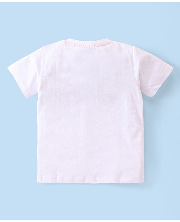 Babyhug Disney 100% Cotton Knit Single Jersey Dungaree & Half Sleeves T-Shirt With Lion King Print - White & Blue