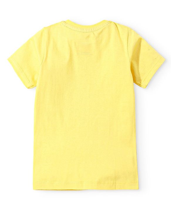 Babyhug Marvel Cotton Knit Dungaree With Half Sleeves T-Shirt & Spiderman Print - Yellow & Blue