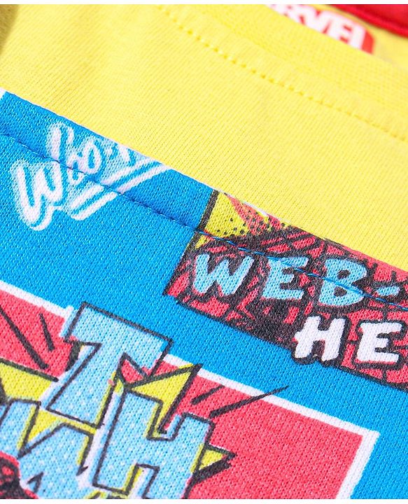 Babyhug Marvel Cotton Knit Dungaree With Half Sleeves T-Shirt & Spiderman Print - Yellow & Blue