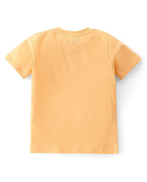 Babyhug Disney Cotton Knit Dungaree and Half Sleeves T-Shirt Set Winnie the Poo Print - Yellow & Blue
