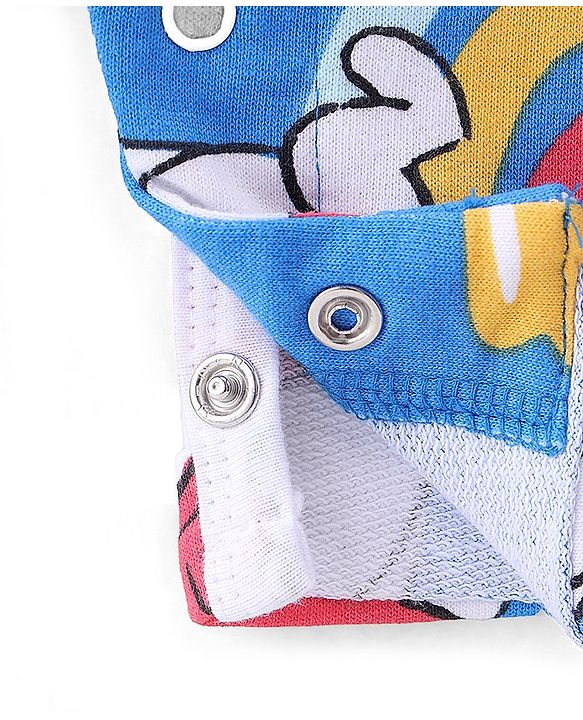 Babyhug Disney Cotton Knit Dungaree and Half Sleeves T-Shirt Set Winnie the Poo Print - Yellow & Blue