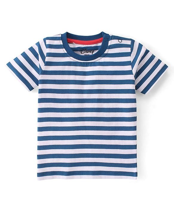 Babyhug Disney Cotton Single Jersey Knit Dungaree With Half Sleeves Tee And 101 Dalmatians Graphics - Blue & Red