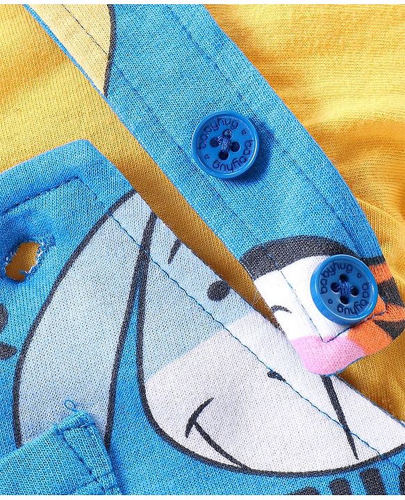 Babyhug Disney Single Jersey Knit Dungaree With Half Sleeves T-Shirt Winnie The Pooh Print - Blue & Yellow