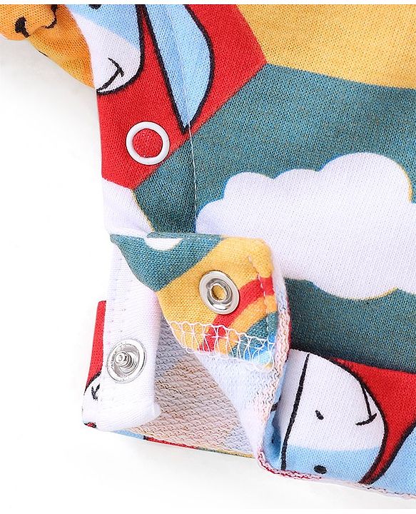 Babyhug Disney Cotton Knit Single Jersey Dungaree & Half Sleeve T-Shirt with Winnie the Pooh Print - Red