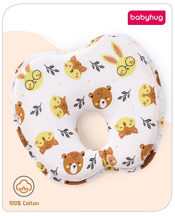 Babyhug Memory Foam Head Shaping Baby Pillow with Fox Print - Multicolor