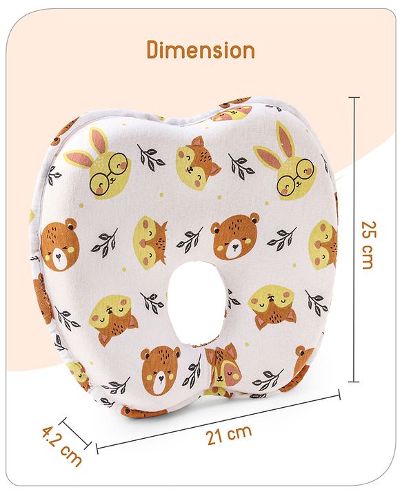 Babyhug Memory Foam Head Shaping Baby Pillow with Fox Print - Multicolor