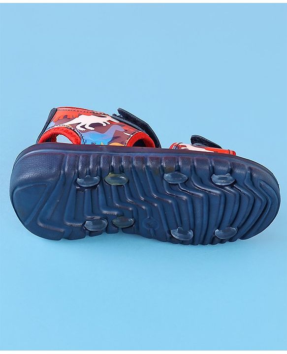 Cute Walk by Babyhug Sandals with Velcro Closure Dino Print - Navy Blue