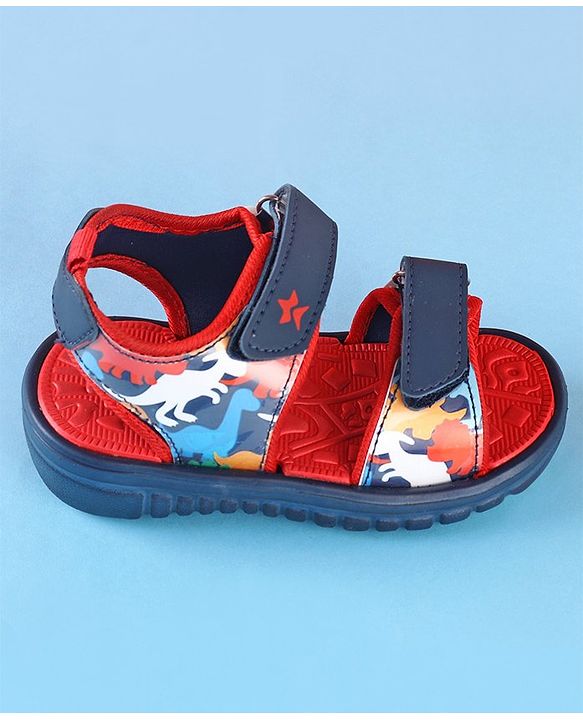 Cute Walk by Babyhug Sandals with Velcro Closure Dino Print - Navy Blue