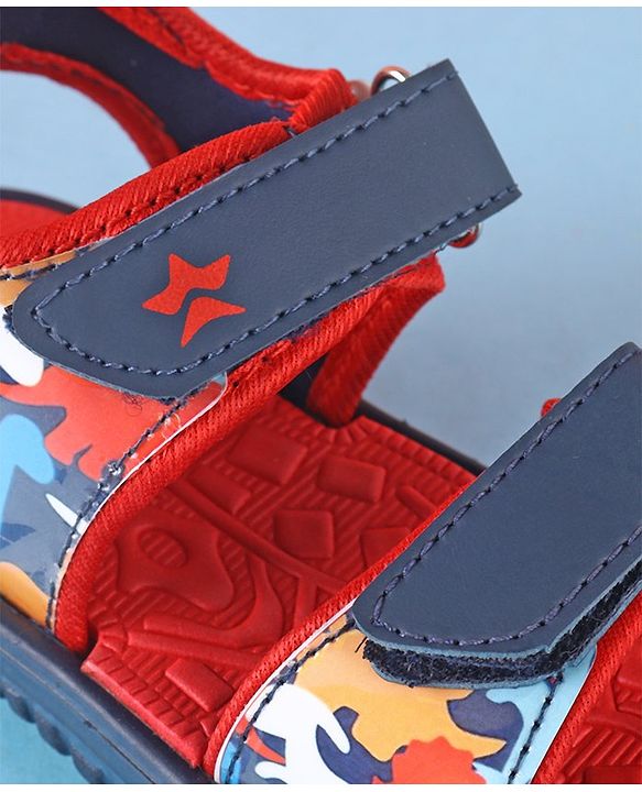 Cute Walk by Babyhug Sandals with Velcro Closure Dino Print - Navy Blue