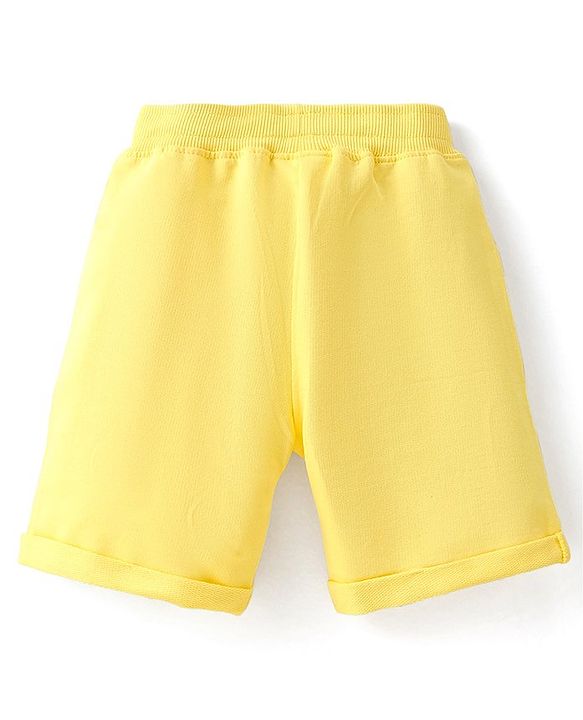 Babyhug Disney Single Jersey Knit Half Sleeves T-Shirt And Shorts Set With Mickey Mouse Graphics - Blue & Yellow