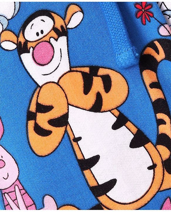 Babyhug Disney Cotton Looper Knit Full Length Lounge Pant With Winnie the Pooh Print - Blue