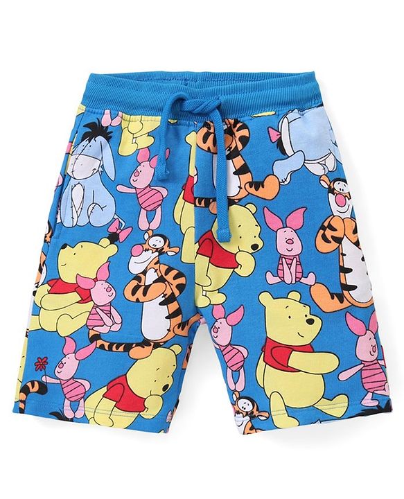 Babyhug Disney Cotton Knit Single Jersey Half Sleeve Night Suit With Winnie The Pooh Print - Blue
