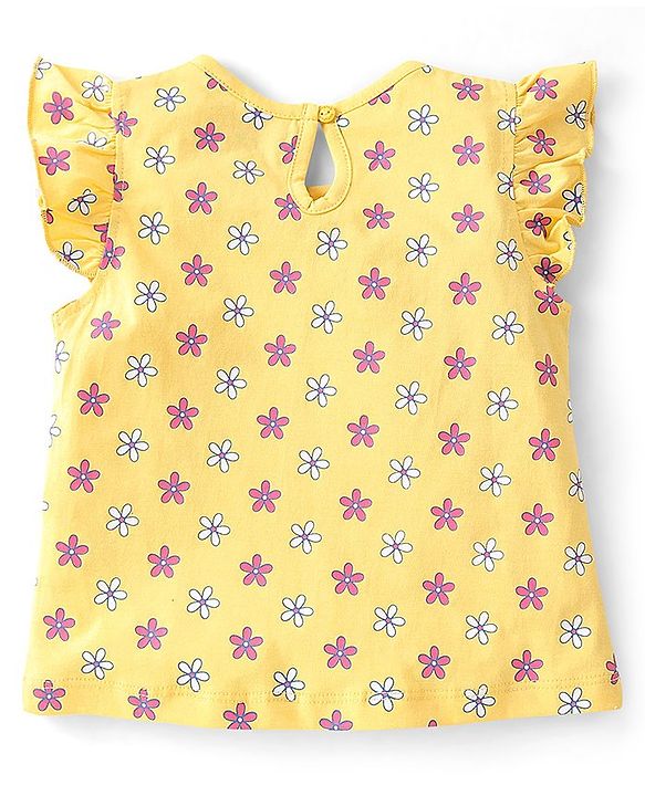 Babyhug 100% Cotton Knit Frill Sleeves Top With Polka Dot Print Pack Of 2 - Multicolor