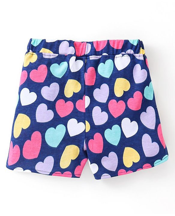 Babyhug Single Jersey Mid Thigh Shorts Rainbow & Hearts Print Pack of 2 - Multicolour