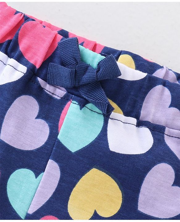 Babyhug Single Jersey Mid Thigh Shorts Rainbow & Hearts Print Pack of 2 - Multicolour