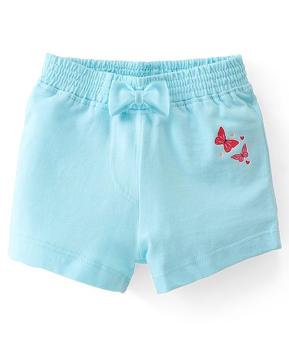 Babyhug Single Jersey Mid Thigh Shorts with Hearts and Butterfly Print Pack of 2 - Multicolour