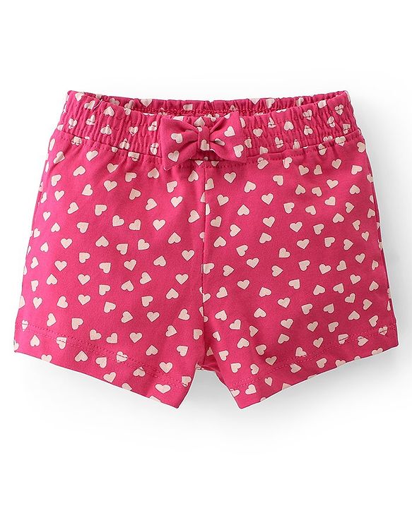 Babyhug Single Jersey Mid Thigh Shorts with Hearts and Butterfly Print Pack of 2 - Multicolour