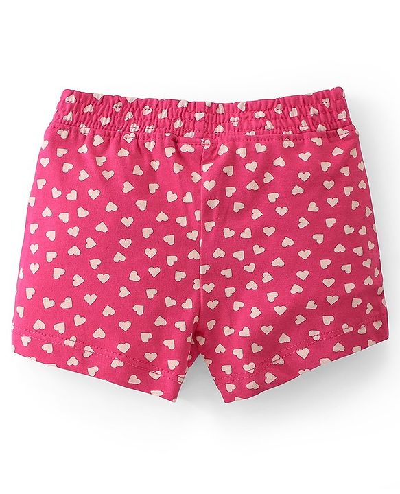 Babyhug Single Jersey Mid Thigh Shorts with Hearts and Butterfly Print Pack of 2 - Multicolour