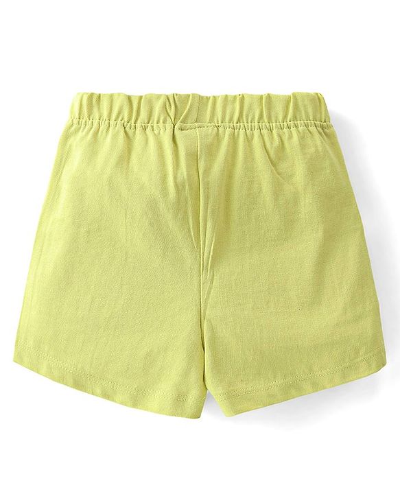 Babyhug Single Jersey Cotton Knit Mid Thigh Length Polka Dots & Strawberry Print Shorts Pack of 2 - Pink & Green