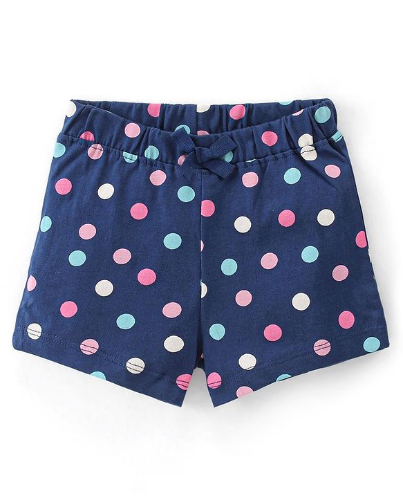 Babyhug Single Jersey Knit Mid Thigh Shorts with Polka Dot Print Pack of 2- Multicolor