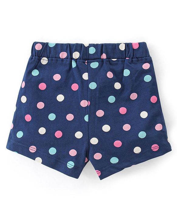 Babyhug Single Jersey Knit Mid Thigh Shorts with Polka Dot Print Pack of 2- Multicolor