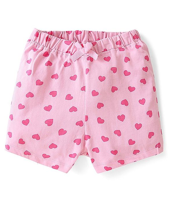 Babyhug Single Jersey Mid Thigh Shorts Heart & Polka Dots Print  Pack of 2 - Multicolour