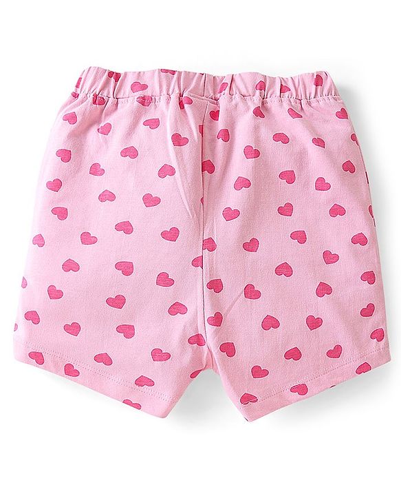 Babyhug Single Jersey Mid Thigh Shorts Heart & Polka Dots Print  Pack of 2 - Multicolour