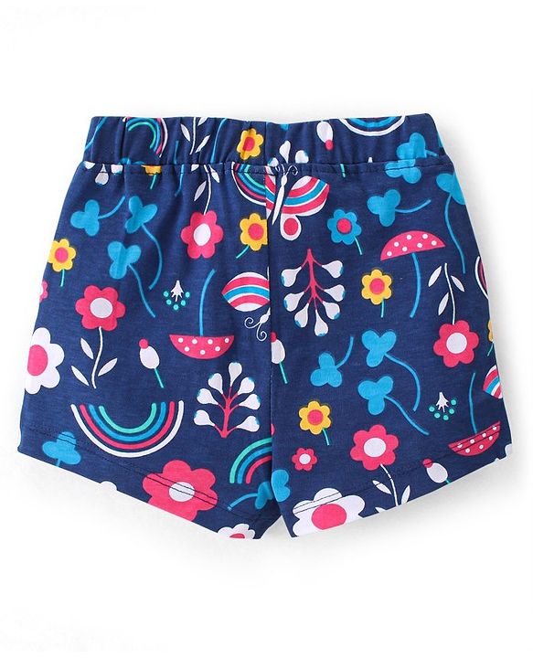 Babyhug Single Jersey Mid Thigh Length Shorts With Floral Print Pack of 2- Multicolour