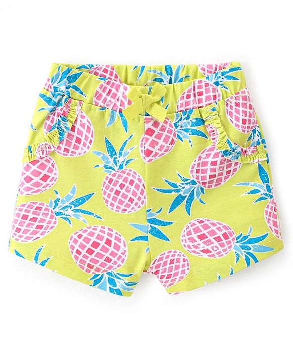 Babyhug Single Jersey Mid Thigh Length Shorts With Pineapple Print Pack of 2 - Multicolour
