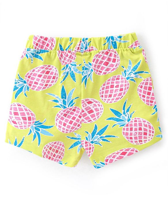 Babyhug Single Jersey Mid Thigh Length Shorts With Pineapple Print Pack of 2 - Multicolour